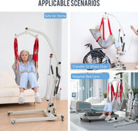 Electric Transfer Patient Lift, Medical Carbon Steel Body Transfer Lift W/Sling for Seniors, Bed & Chair Use, 510Lb Weight Capacity, White