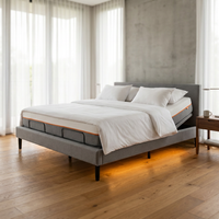 14" Hybrid Mattress Twin XL + Adjustable Bed Frame - Luxury Gel Memory Foam, Upholstered Bed Frames with Massage, USB, under Bed Night Light, Head and Foot Incline, Split King — Studio Shot