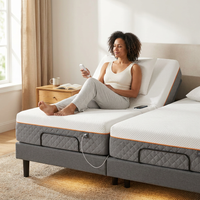 14" Hybrid Mattress Twin XL + Adjustable Bed Frame - Luxury Gel Memory Foam, Upholstered Bed Frames with Massage, USB, under Bed Night Light, Head and Foot Incline, Split King — Lifestyle