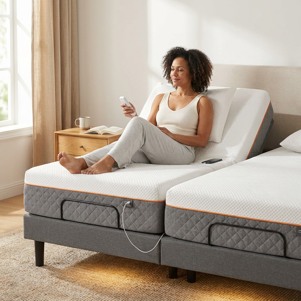Adjustable Bed Frame Built for Ultimate Comfort, Massage Function, USB Ports, Under-Bed Lighting