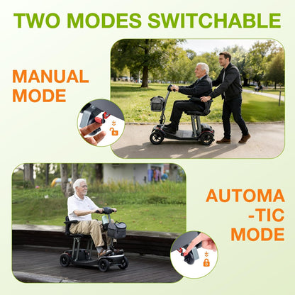Mobility Scooter for Seniors & Adults Foldable, Airline Approved, 44Lbs Lightweight 4 Wheel Electric Scooter, Portable for Travel, with Removable Battery & USB Port (Standard)