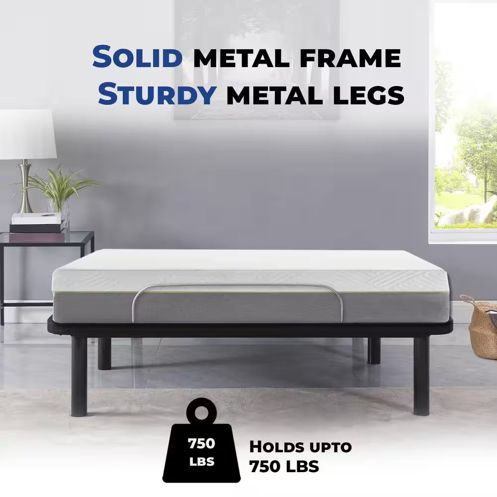Black, Twin XL, Height Electric Adjustable Bed Frame Base with Wireless Remote Control