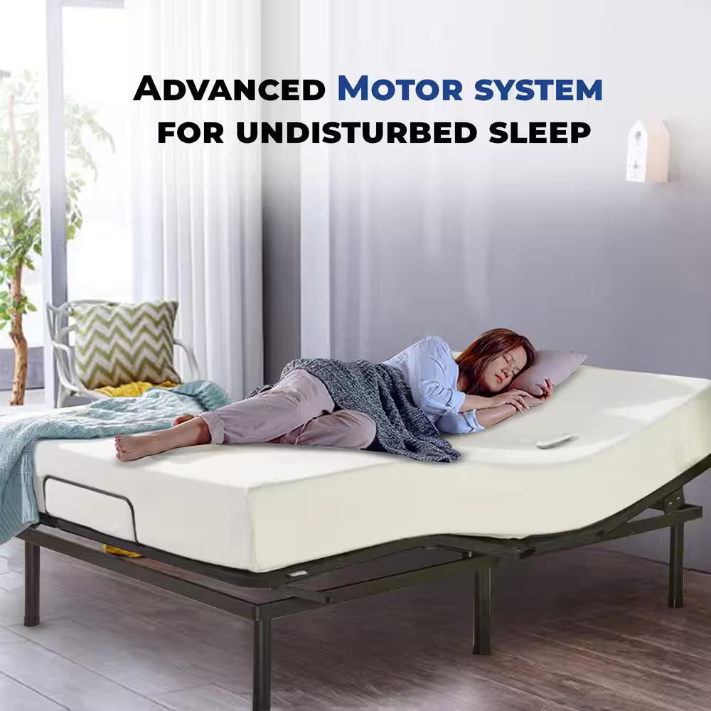 Black, Twin XL, Height Electric Adjustable Bed Frame Base with Wireless Remote Control
