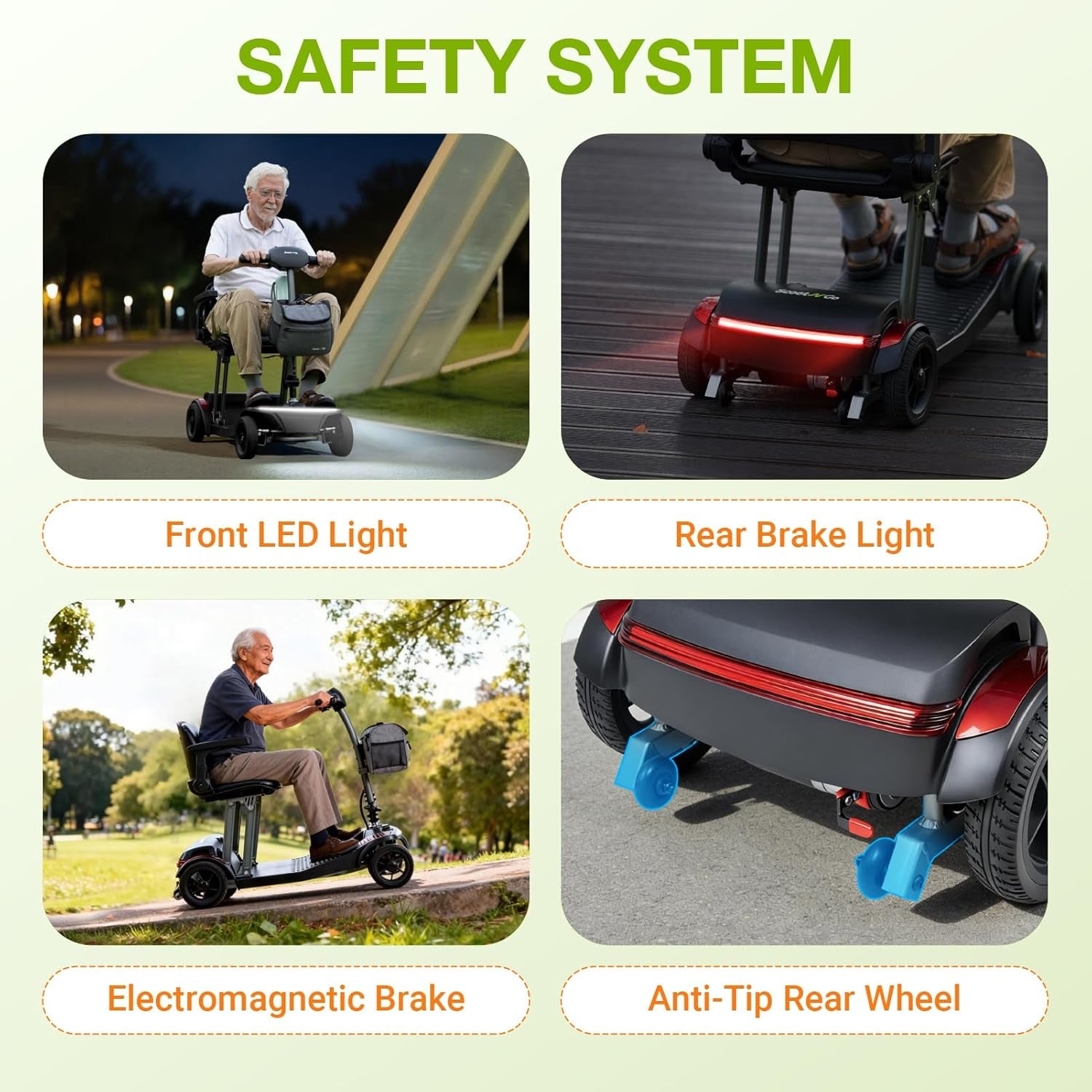 Mobility Scooter for Seniors & Adults Foldable, Airline Approved, 44Lbs Lightweight 4 Wheel Electric Scooter, Portable for Travel, with Removable Battery & USB Port (Standard)