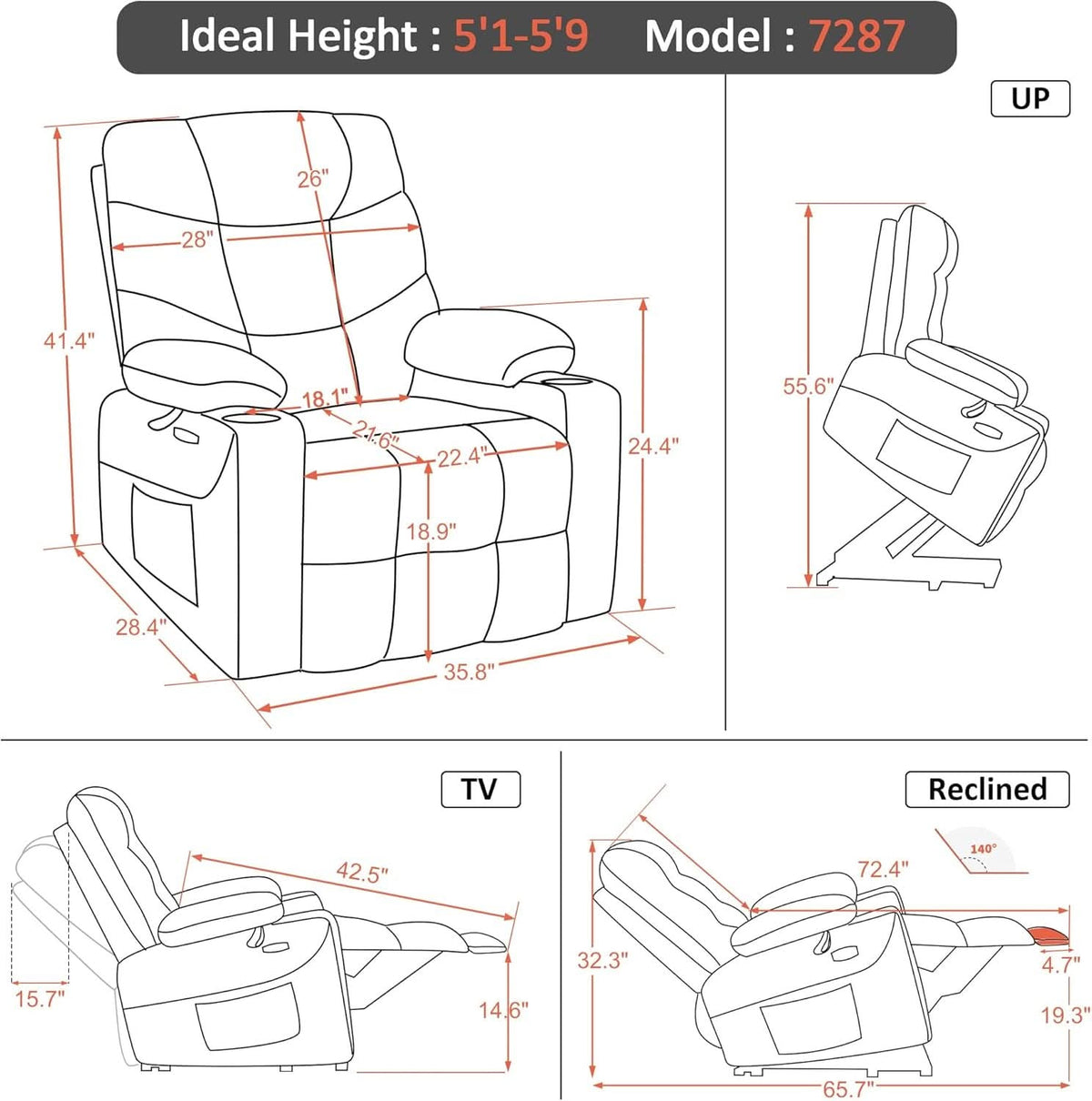 Power Lift Recliner Chair With Extended Footrest Burgundy