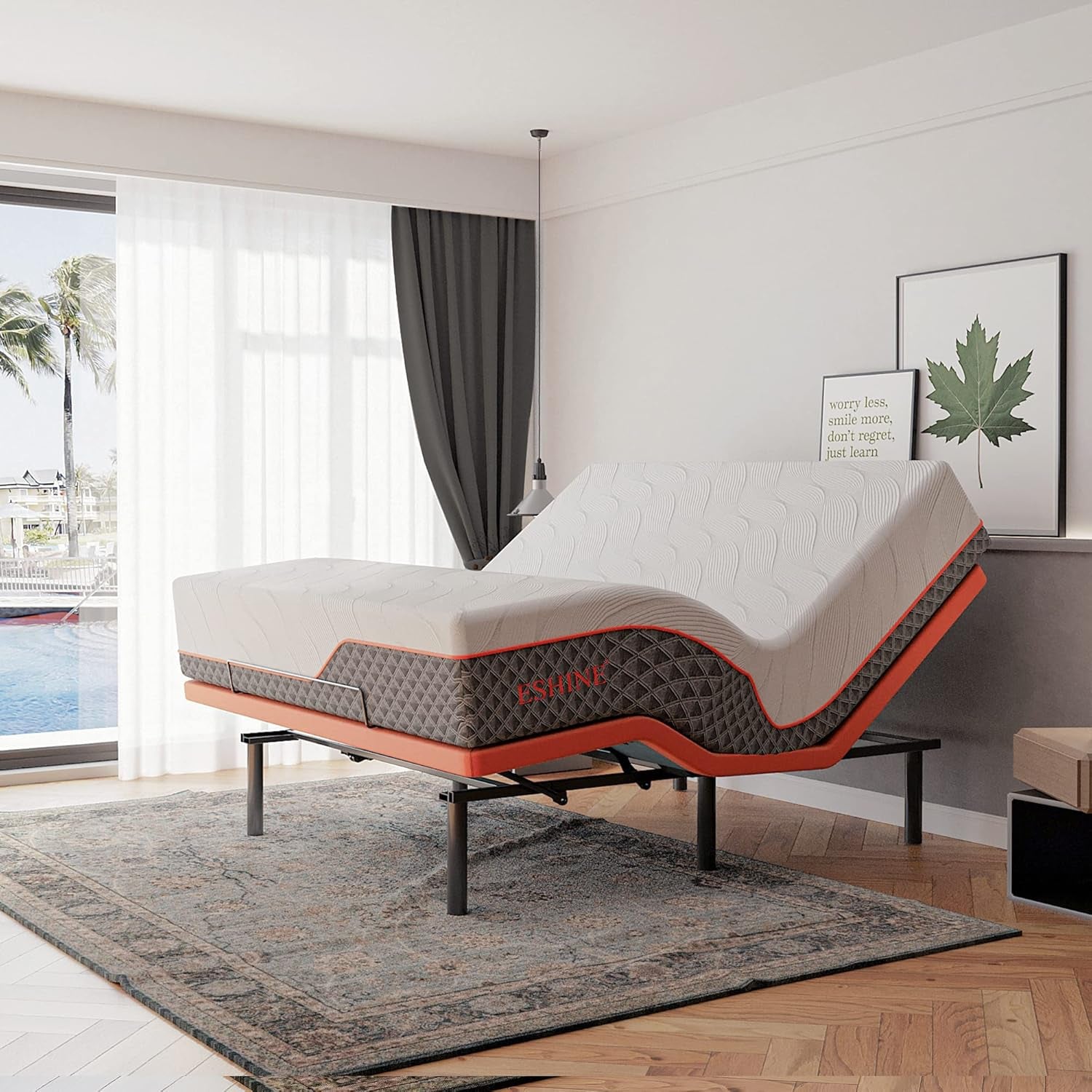 Adjustable Bed Frame Queen - Easy to Install in 5 Minutes, Adjustable Bed for Massage, Zero Gravity, under Bed Lights, Wireless Remote, Foot&Head Incline, Smart Bed, 3000 Premium Series