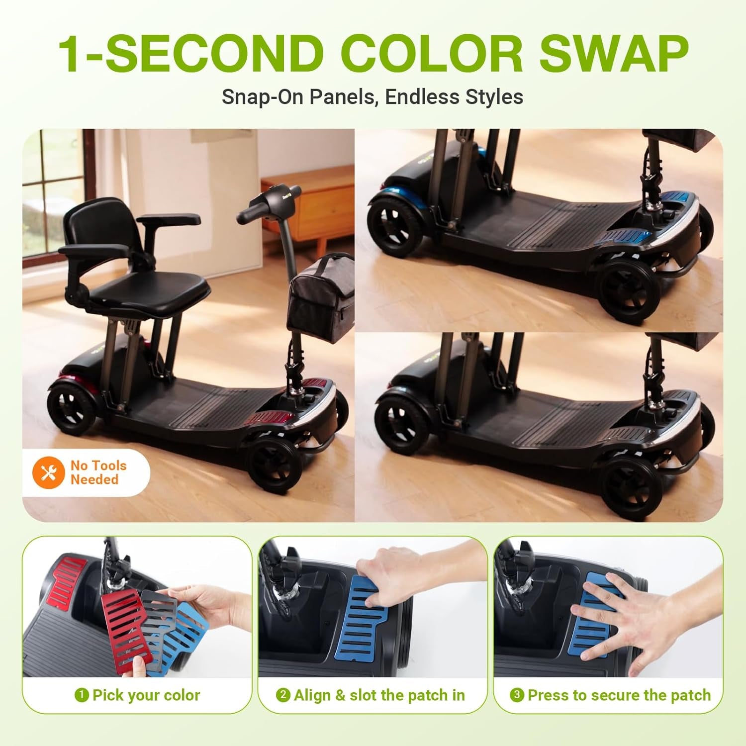 Mobility Scooter for Seniors & Adults Foldable, Airline Approved, 44Lbs Lightweight 4 Wheel Electric Scooter, Portable for Travel, with Removable Battery & USB Port (Standard)