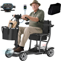 Mobility Scooter for Adults, 4 Wheel Motorized Mobility Scooter W/Storage Basket, 350LBS Capacity & Detachable Battery, 15Miles Electric Powered Mobility for Outdoor (Silver, 15 MI-2)