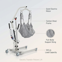 Electric Transfer Patient Lift, Medical Carbon Steel Body Transfer Lift W/Sling for Seniors, Bed & Chair Use, 510Lb Weight Capacity, White — infographic