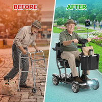 Mobility Scooter for Adults, 4 Wheel Motorized Mobility Scooter W/Storage Basket, 350LBS Capacity & Detachable Battery, 15Miles Electric Powered Mobility for Outdoor (Silver, 15 MI-2) — Before & After