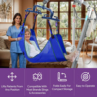 Portable Hydraulic Patient Lift for Home Use - 6 Point Spreader - with Electric Upgrade - Expandable Base, Compact