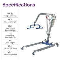 Portable Hydraulic Patient Lift for Home Use - 6 Point Spreader - with Electric Upgrade - Expandable Base, Compact