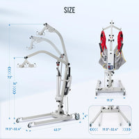Electric Transfer Patient Lift, Medical Carbon Steel Body Transfer Lift W/Sling for Seniors, Bed & Chair Use, 510Lb Weight Capacity, White