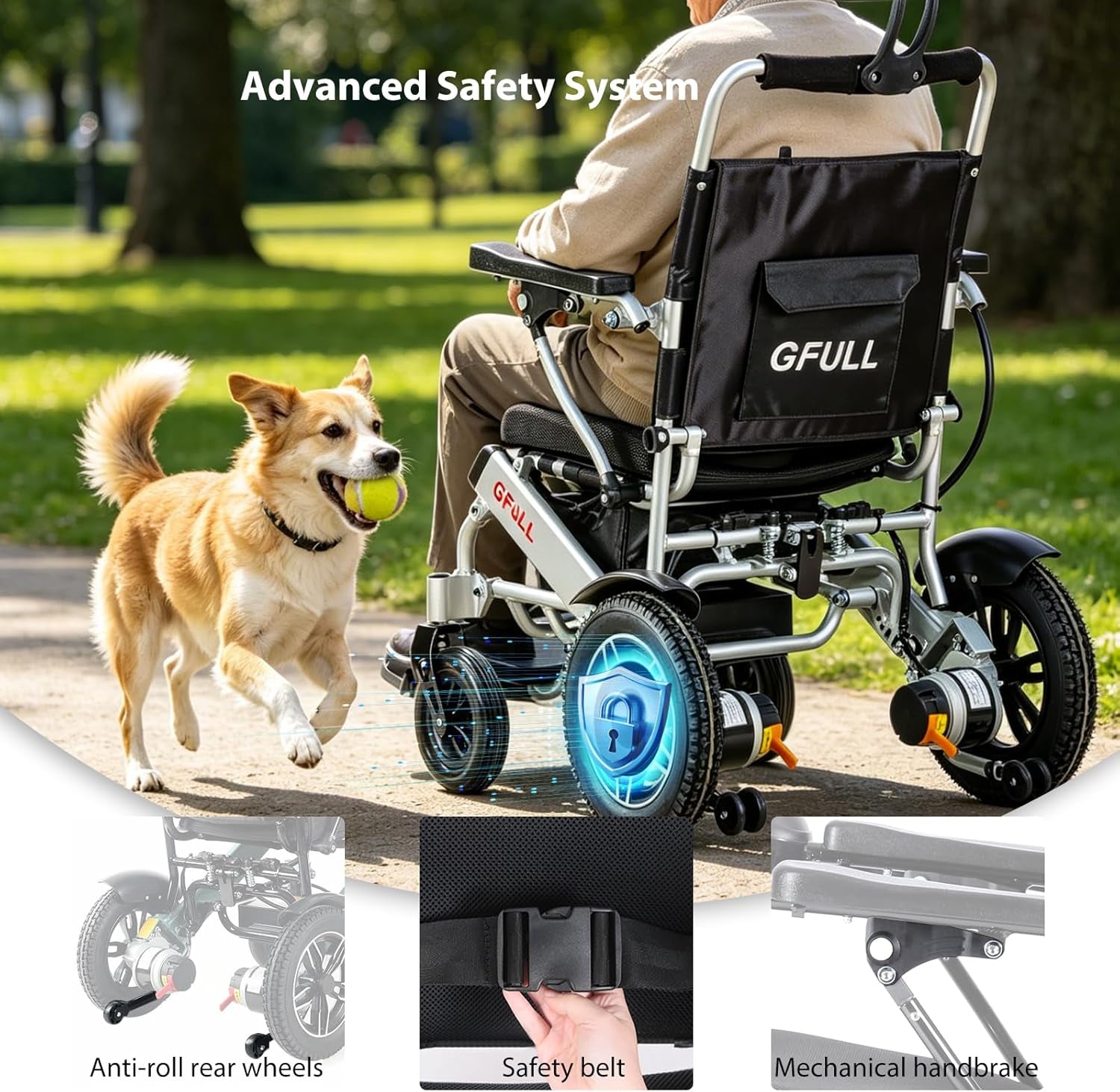 Electric Wheelchairs for Adults, Heavy Duty 66Lbs 20" Wider Seat Aluminum Foldable Motorized Wheelchair with 12Ah Batteries & Dual Motors, 20 Miles Long Range 330 Lbs Large Tire for Home, Park